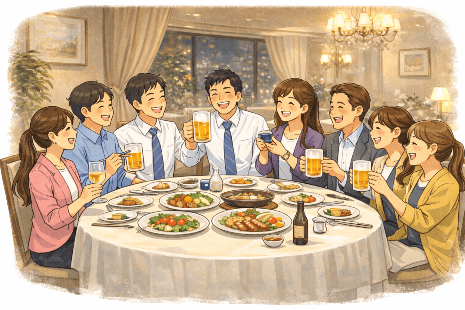 新入社員インタビュー＆社内の食事会風景